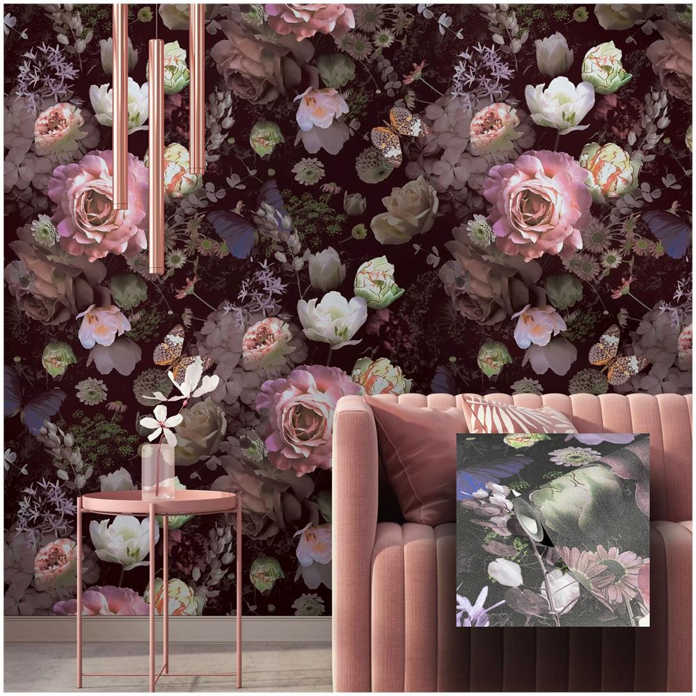 Pannello 159x270cm Di Carta Da Parati Tnt A Modulo Raccordabile Continuativo Voyager Rose - Foto 1