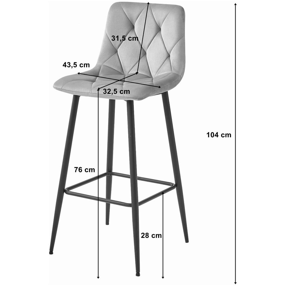 Sgabello da bar Valora KODA STOOL in velluto nero con gambe nere - Foto 5