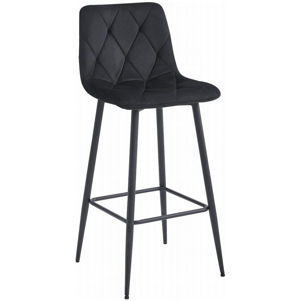 Sgabello da bar Valora KODA STOOL in velluto nero con gambe nere - Foto 1