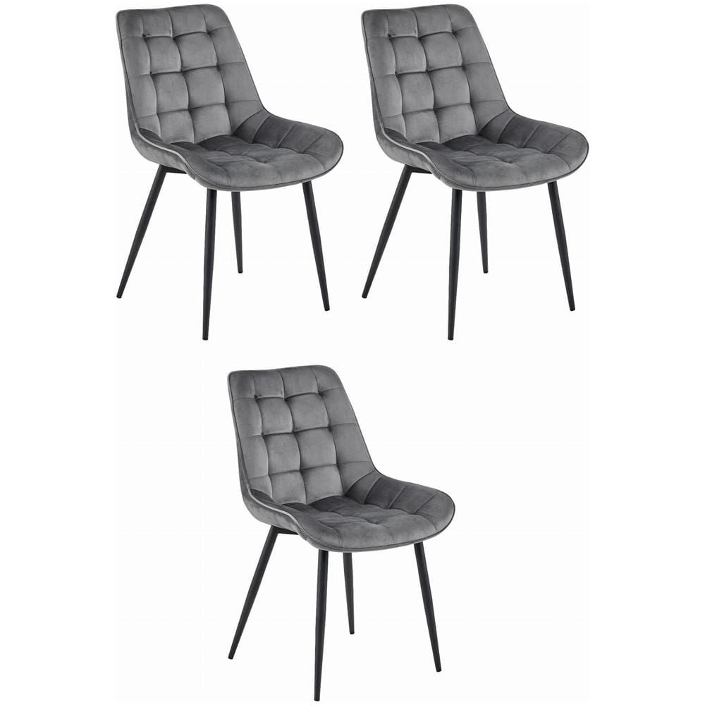 Sedia BERA - Velluto grigio scuro con gambe nere x 3 - Foto 1