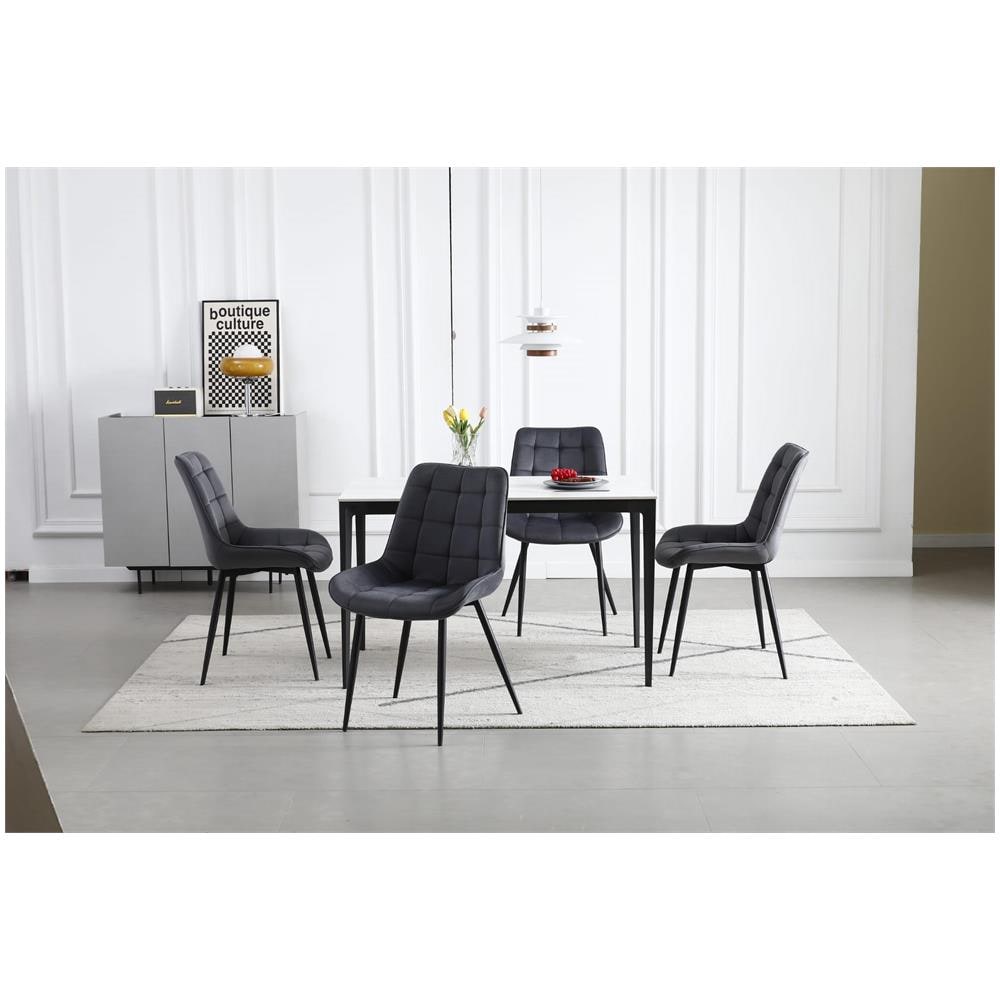 Sedia BERA - Velluto grigio scuro con gambe nere x 3 - Foto 9