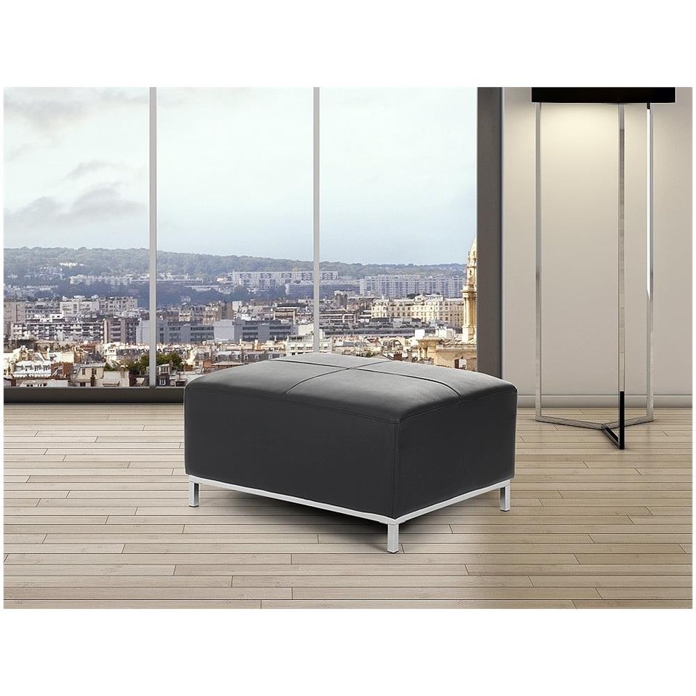 Pouf Poggiapiedi Ottomano In Pelle Color Nero Oslo - Foto 1