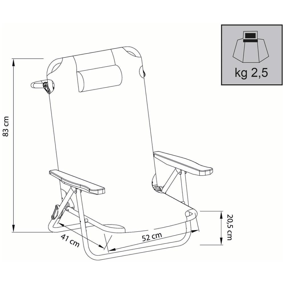 Spiaggina Mare Prendisole In Alluminio Con Braccioli Cm 65 X 67 X 83 H - Foto 3