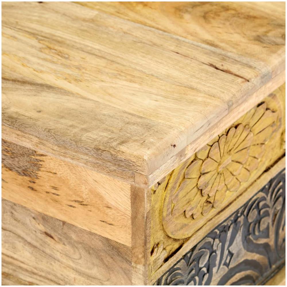 Tavolino Da Caffè 100x50x35 Cm In Legno Massello Di Mango - Foto 2