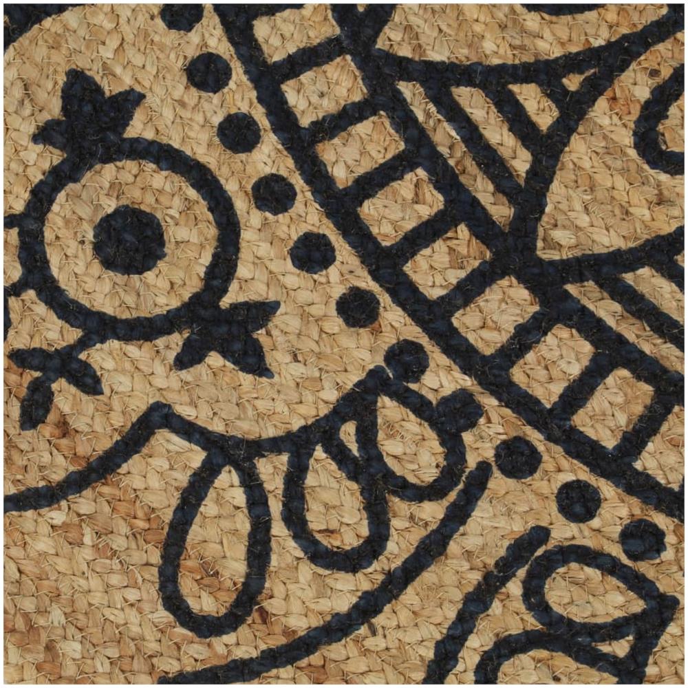 Tappeto Lavorato A Mano In Juta Con Stampa Blu Scuro 120 Cm - Foto 2