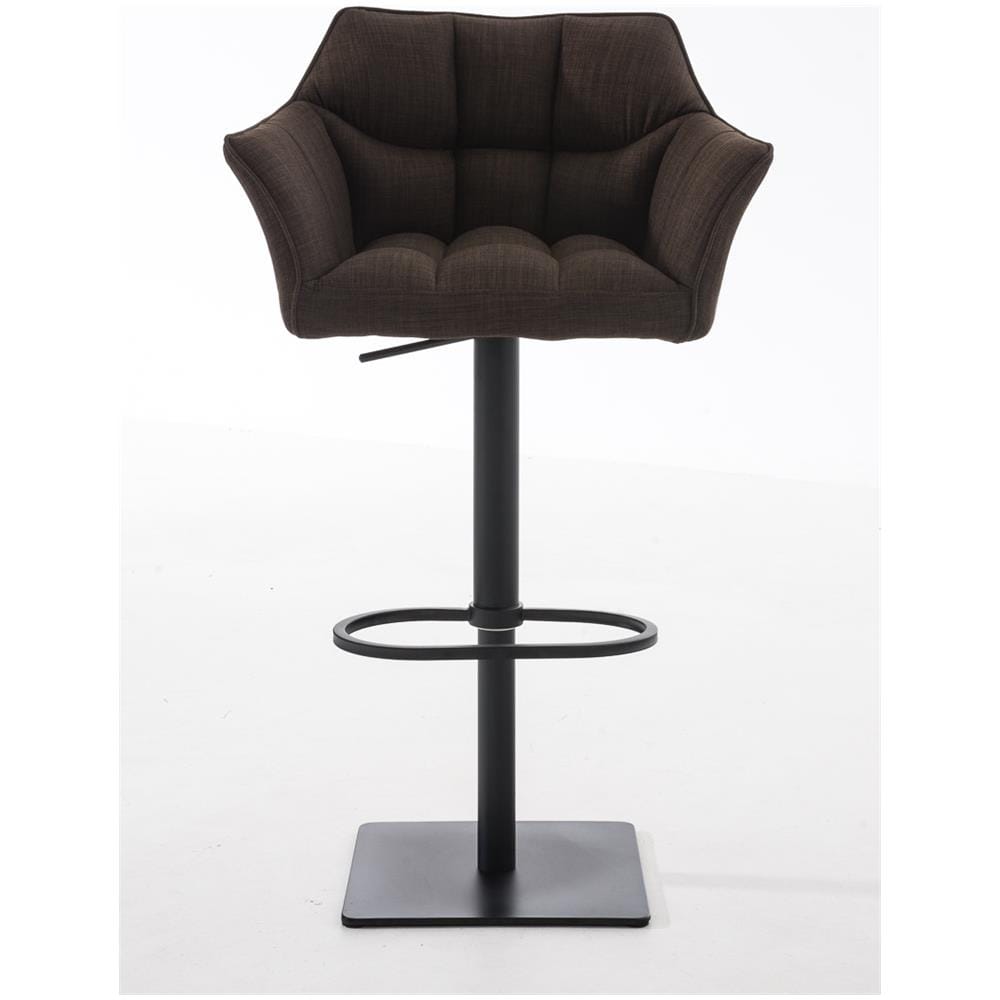 Sgabello Alto Bar Damaso I Sgabello Design Cucina Trapuntato in Tessuto con Braccioli E Schienale Imbottiti l Sedia Sgabello Bar Pub con Poggiapiedi Marrone Nero - Foto 2