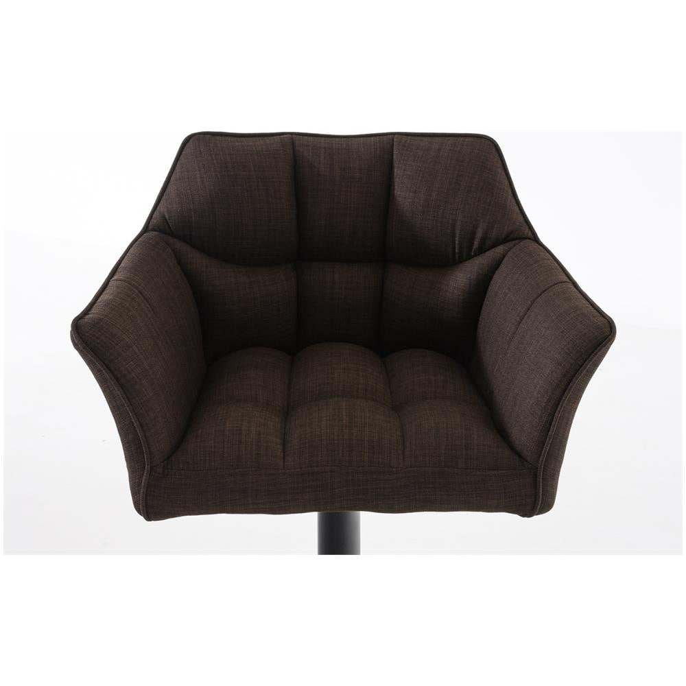 Sgabello Alto Bar Damaso I Sgabello Design Cucina Trapuntato in Tessuto con Braccioli E Schienale Imbottiti l Sedia Sgabello Bar Pub con Poggiapiedi Marrone Nero - Foto 5