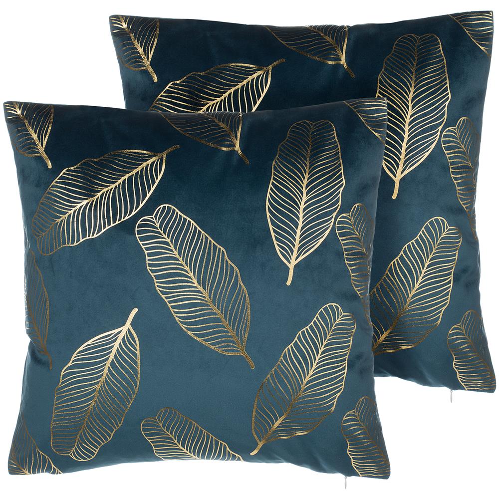 Set Di 2 Cuscini Decorativi 45x45cm Bianco Blu Freesia - Foto 1