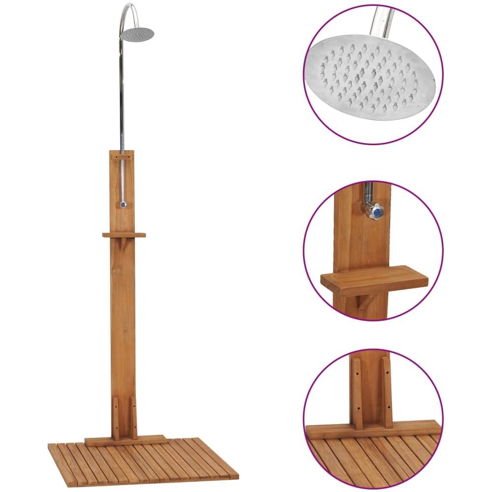 Doccia da Giardino 75x75x210 cm in Legno Massello di Teak - Foto 1