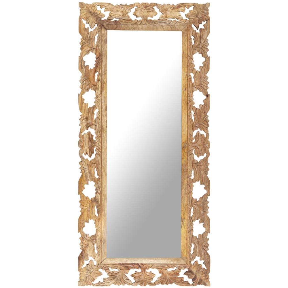 Specchio Intagliato A Mano 110x50 Cm In Legno Massello Di Mango - Foto 1