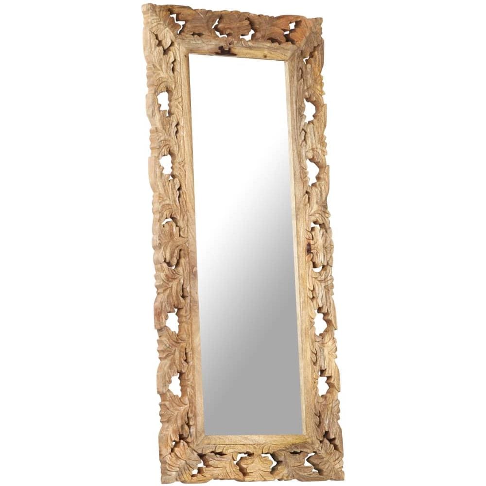 Specchio Intagliato A Mano 110x50 Cm In Legno Massello Di Mango - Foto 8