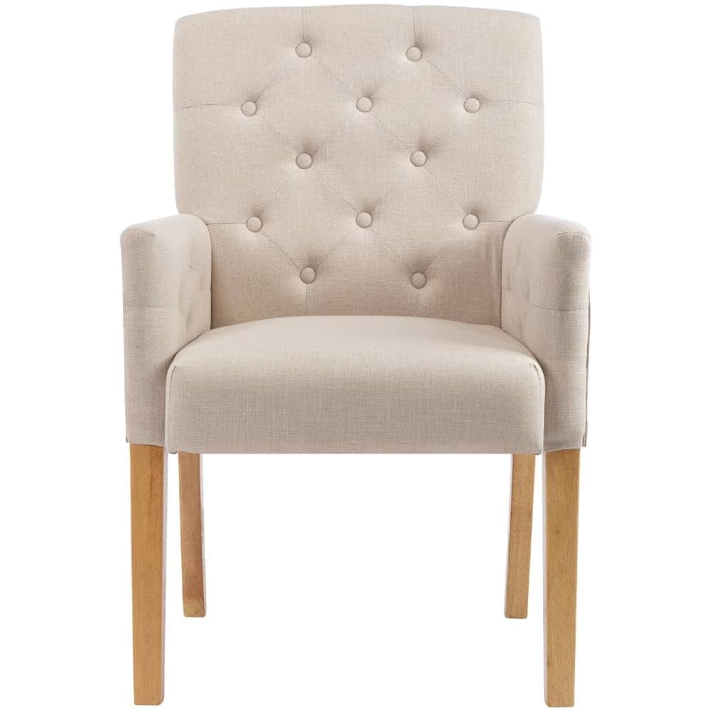 Sedie Da Pranzo Con Braccioli 2 Pz Beige In Tessuto - Foto 2