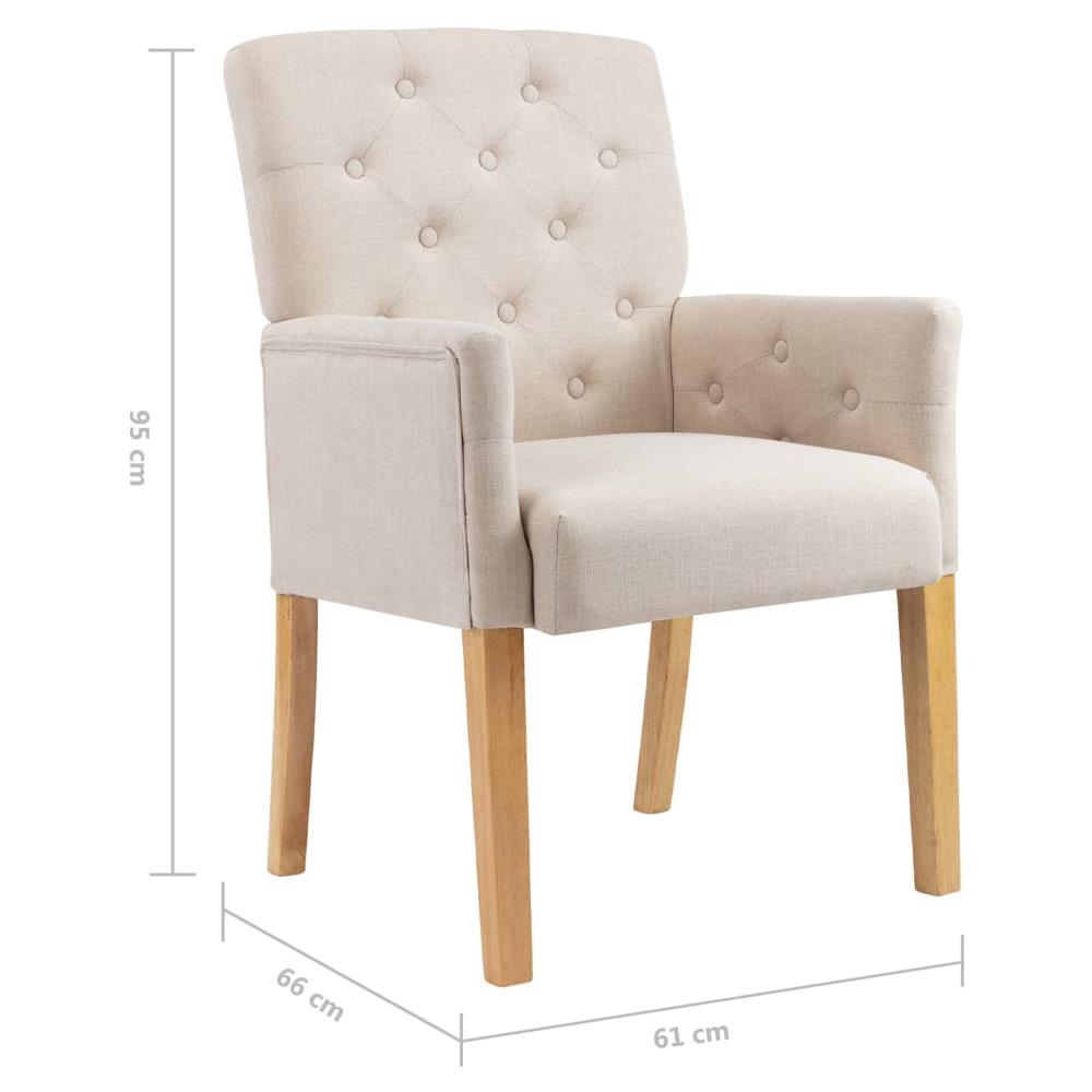 Sedie Da Pranzo Con Braccioli 2 Pz Beige In Tessuto - Foto 7