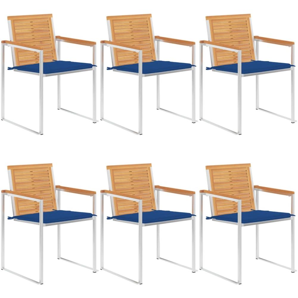 Sedie Da Giardino Con Cuscini 6 Pz In Legno Massello Di Teak - Foto 1