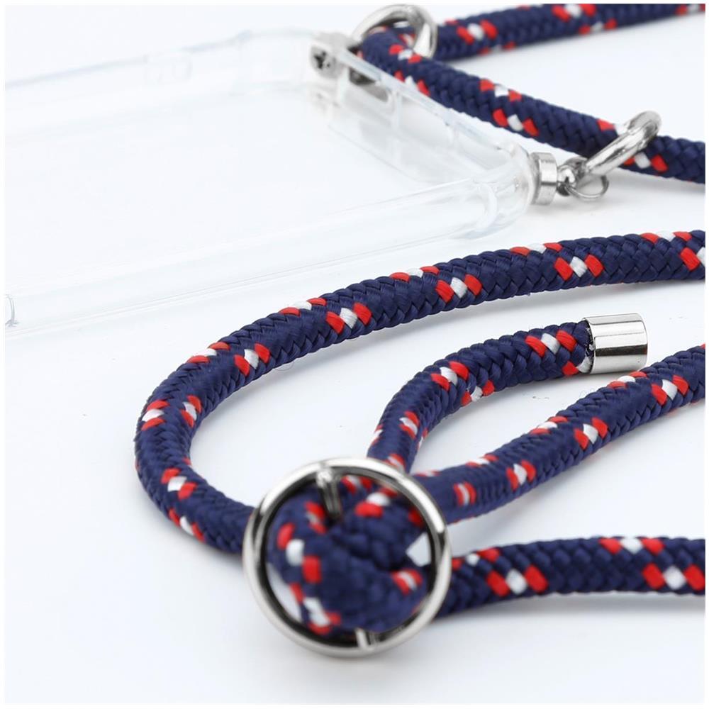 Catena Di Telefoni Cellulari Compatibile Con In Blu Rosso Bianco À Pois - Coperchio Protettivo In Silicone Con Anelli D'argento, Cinturino In Corda E Custodia Staccabile - Foto 2