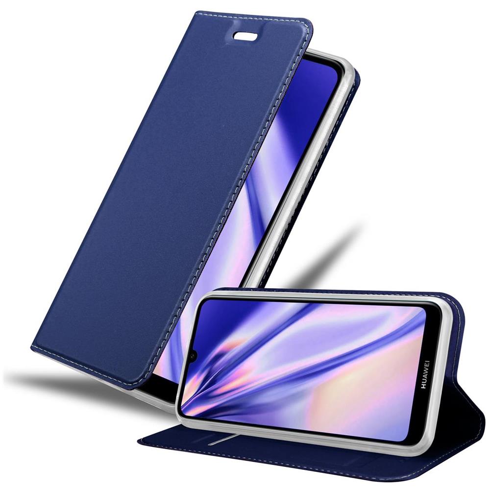 Custodia Compatibile Con Huawei Y6 2019 In Classy Blu Scuro - Coperchio Protettiva Con Chiusura Magnetica, Funzione Stand E Tasca Per Le Carte - Foto 1