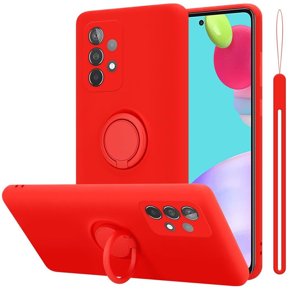 Custodia Compatibile Con Samsung Galaxy A52 4g / 5g In Liquid Rosso - Coperchio Protettivo In Silicone Tpu Flessibile Con Anello - Foto 1