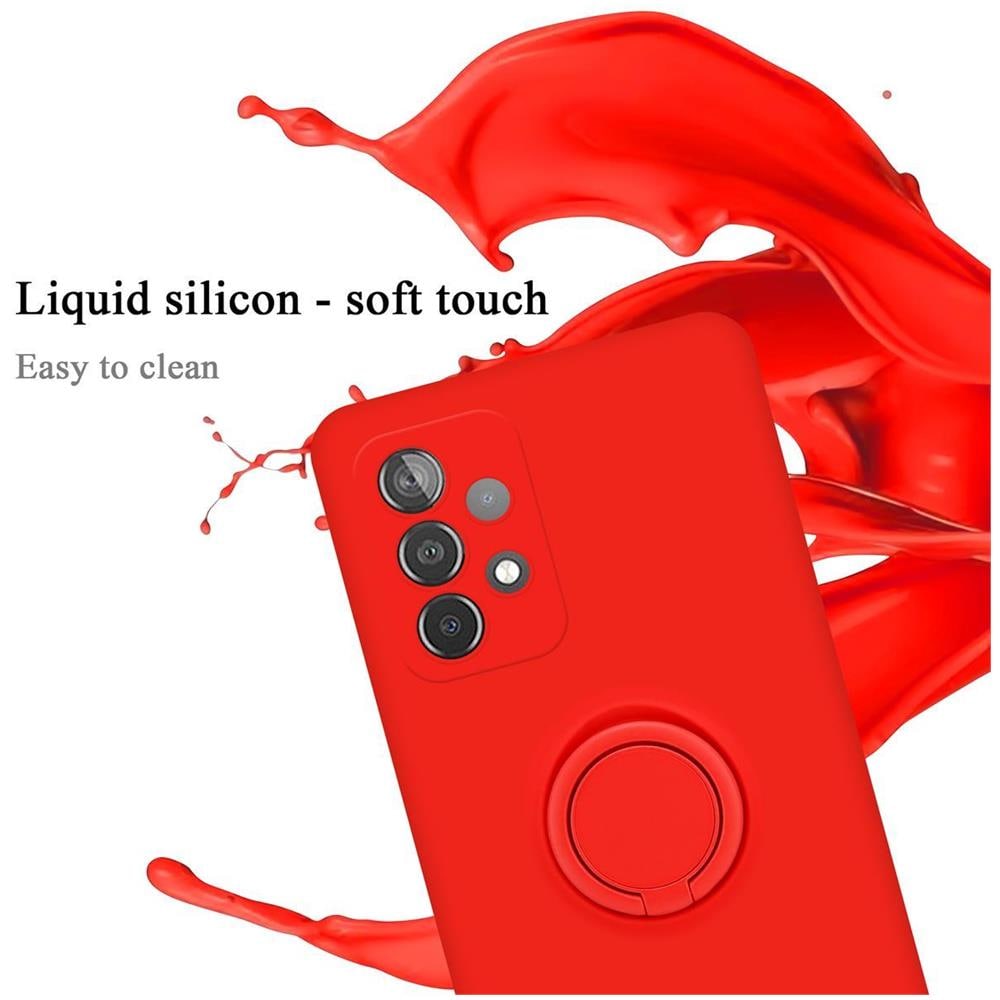 Custodia Compatibile Con Samsung Galaxy A52 4g / 5g In Liquid Rosso - Coperchio Protettivo In Silicone Tpu Flessibile Con Anello - Foto 2