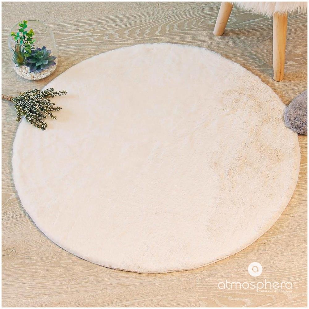 Tappeto In Pelliccia Sintetica, Ø 80 Cm, Giallo - Foto 2