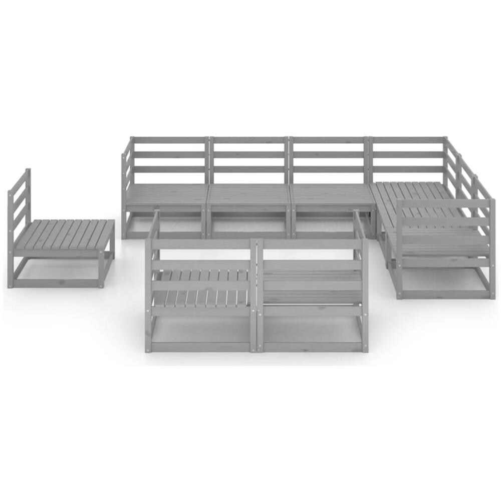 Set Divani Da Giardino 9 Pz Grigi In Legno Massello Di Pino - Foto 2