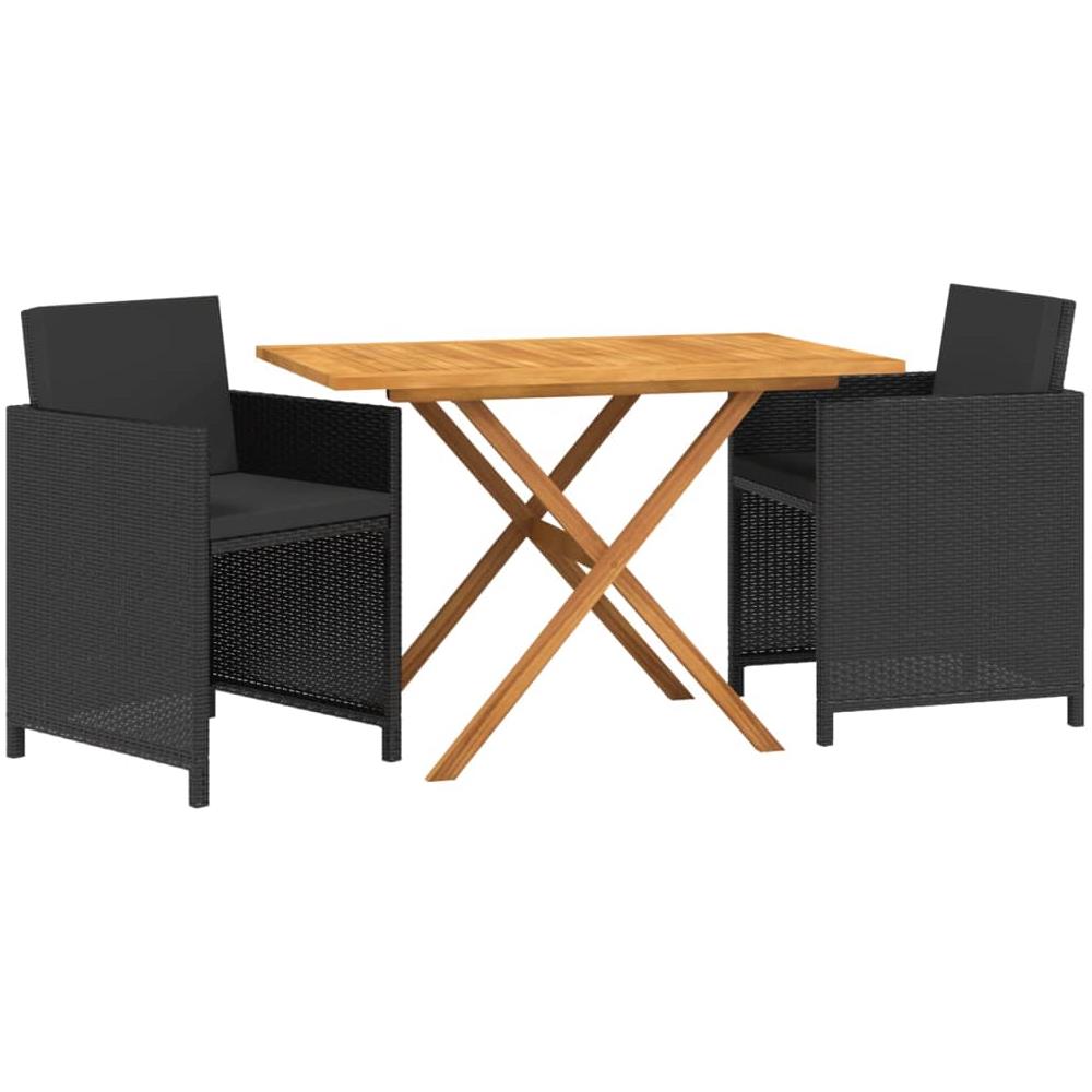 Set Da Pranzo Per Giardino 3 Pz Con Cuscini Nero - Foto 2