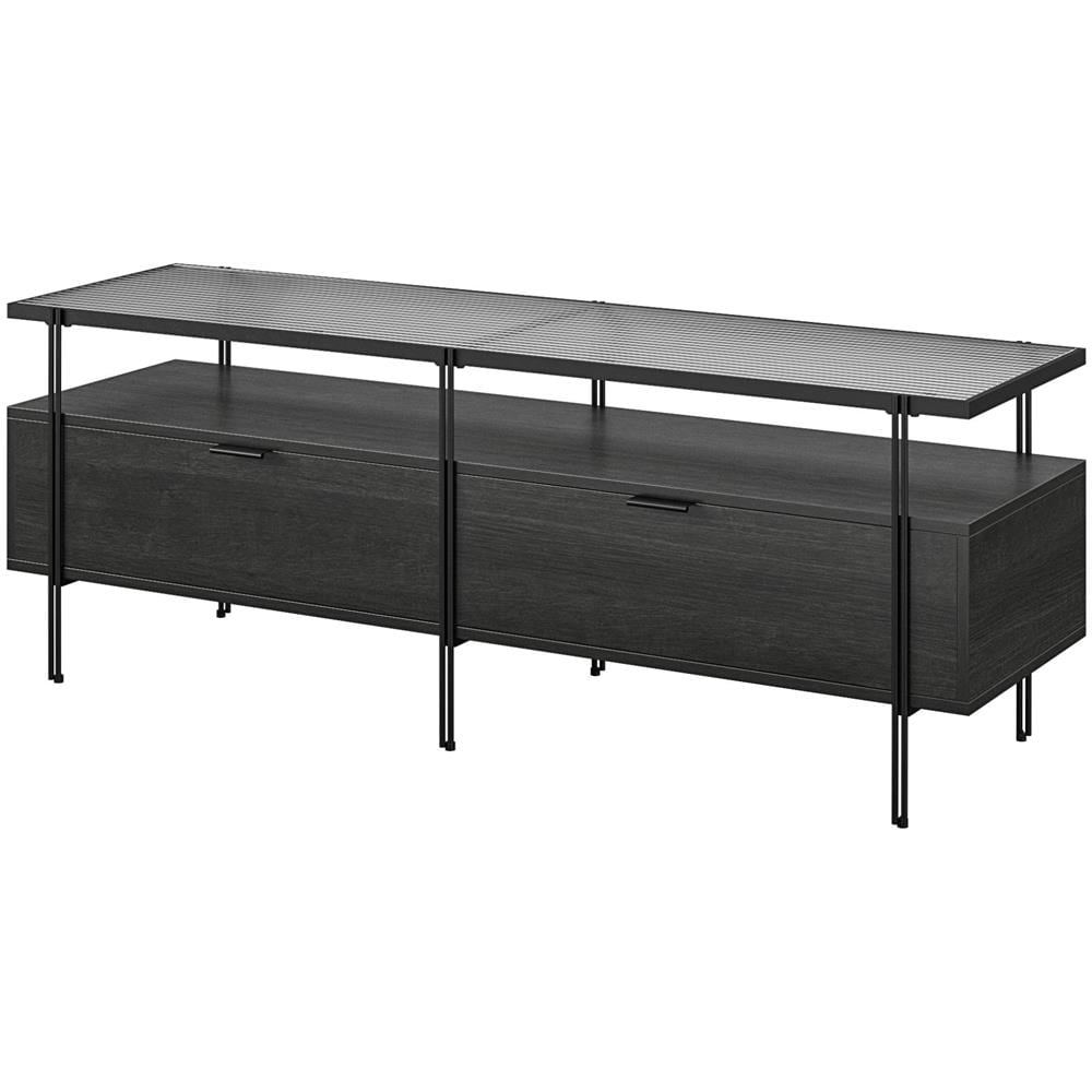 Wainwright Porta Tv In Vetro E Truciolato Laminato Rovere Nero - Foto 1