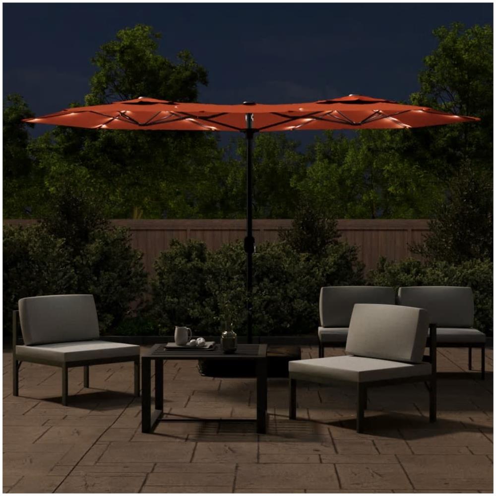 Ombrellone A Doppia Testa Con Led Terracotta 316x240 Cm - Foto 3