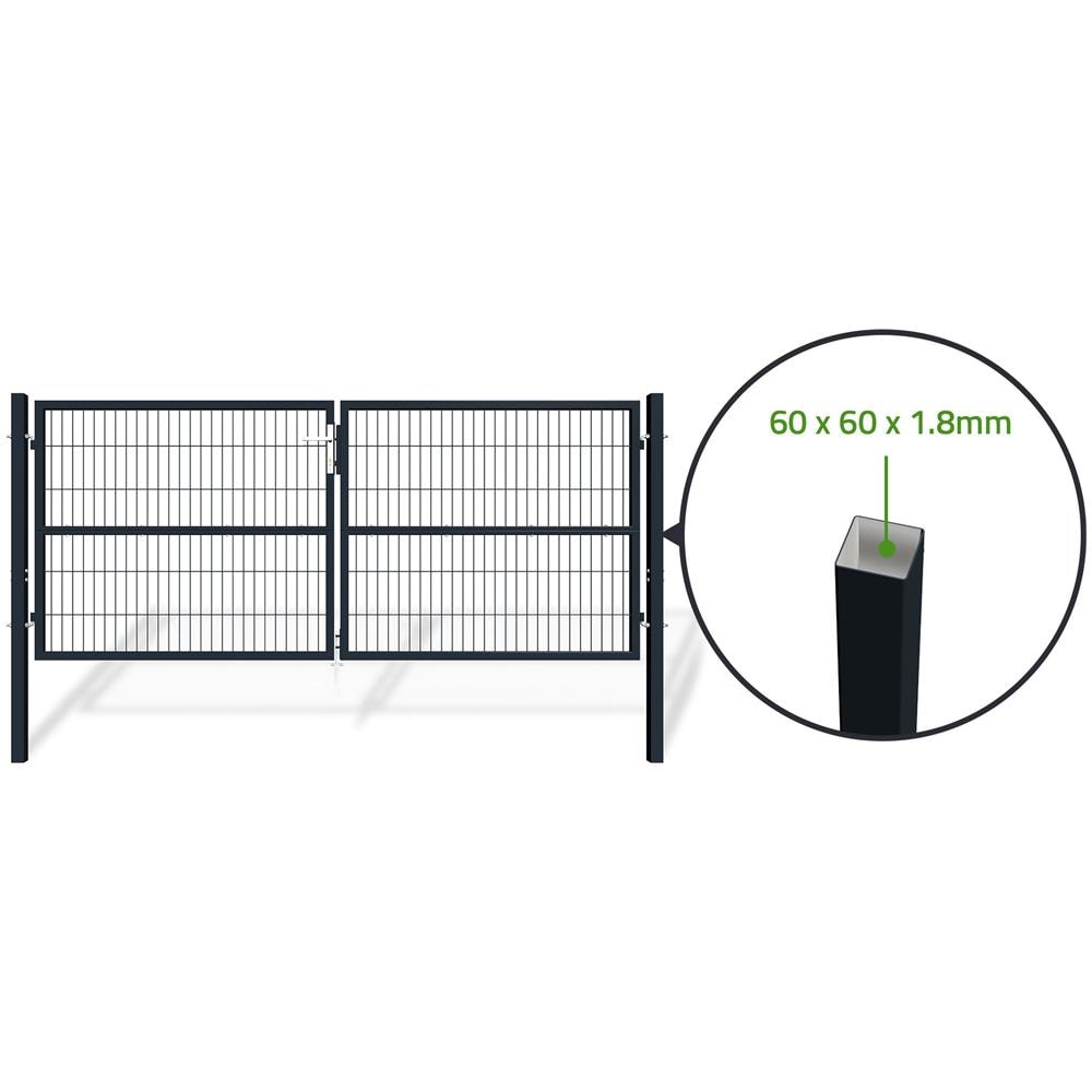 Cancello A Battente In Rete Metallica 3m Razo 300b120 Grigio - Foto 2