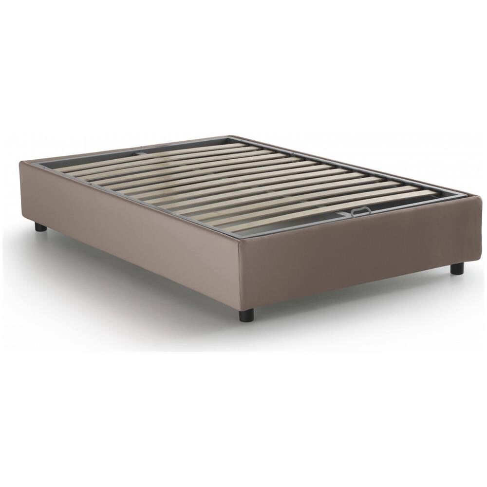 Letto Piazza E Mezza Nicole, Letto Contenitore Con Rivestimento In Tessuto, 100% Made In Italy, Apertura Frontale, Adatto Per Materasso Cm 120x190, Tortora - Foto 4