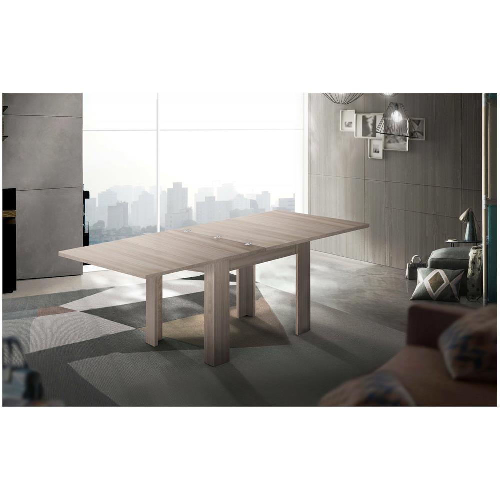 Tavolo Allungabile Otto, Consolle Ausiliare Da Cucina, Tavolo Allungabile, 100% Made In Italy, Cm 90x90h75, Olmo Perla - Foto 1