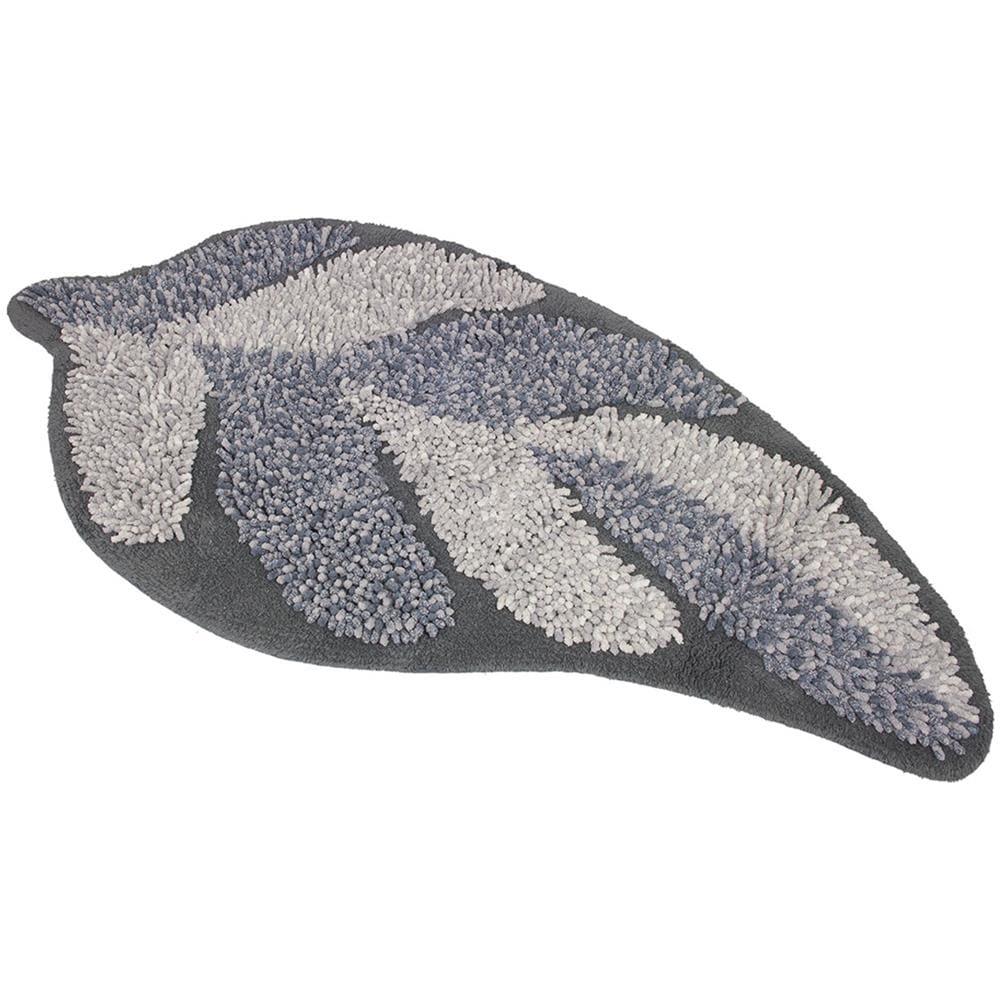 Tappeto A Foglia Casa Bagno Cotone Spugna Morbida Antiscivolo Leaf Grigio - Foto 1
