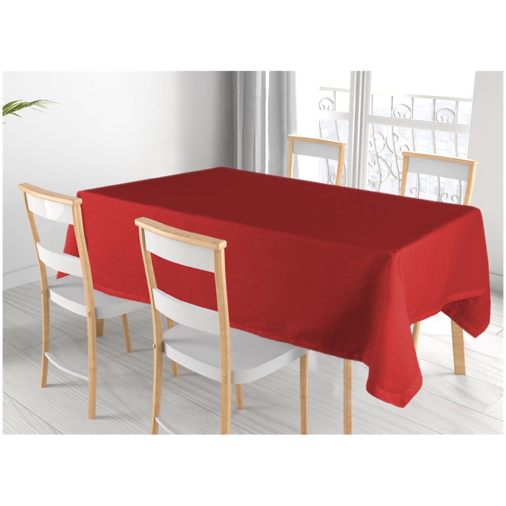 Tovaglia Cucina Soggiorno In Cotone Con Orlo A Giorno In Tinta Unita Vari Colori Ajour 140x240cm Rosso - Foto 1