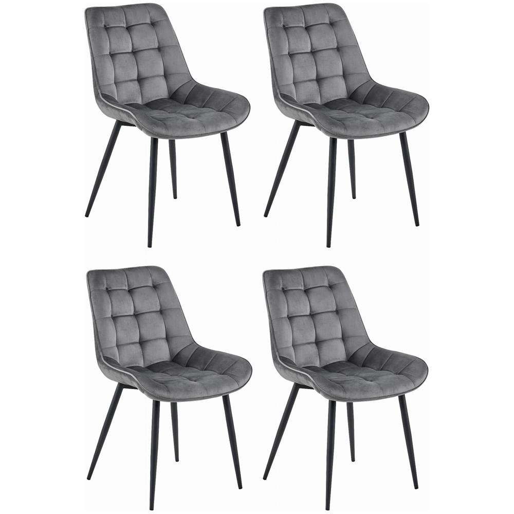 Sedia BERA - Velluto grigio scuro con gambe nere x 4 - Foto 1