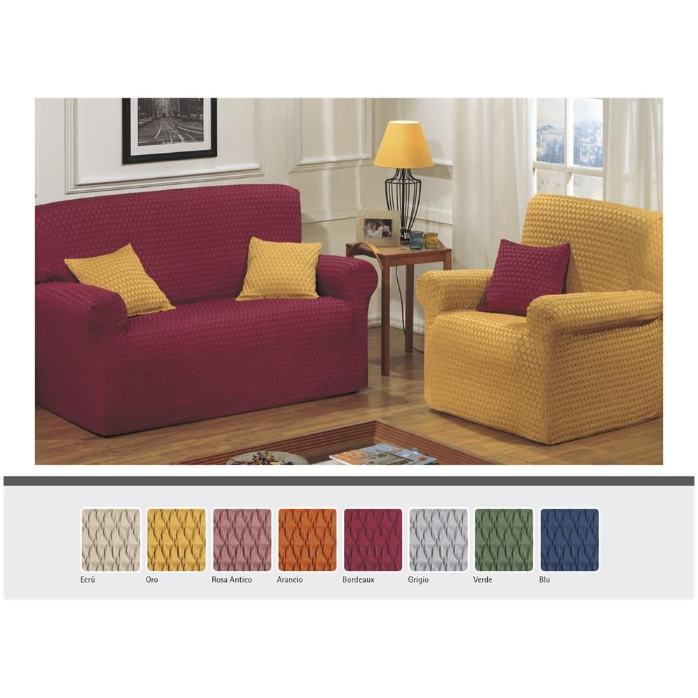 Copridivano Elasticizzato 2 Posti Martina Home Modello Tunez - Verde, Tessuto Jacquard (50% Poliestere, 45% Cotone, 5% Elastomero) - 2