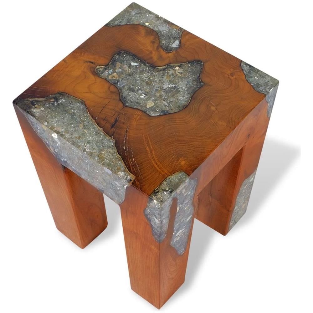 Sgabello In Legno Di Teak E Resina 30x30x40 Cm - Foto 16