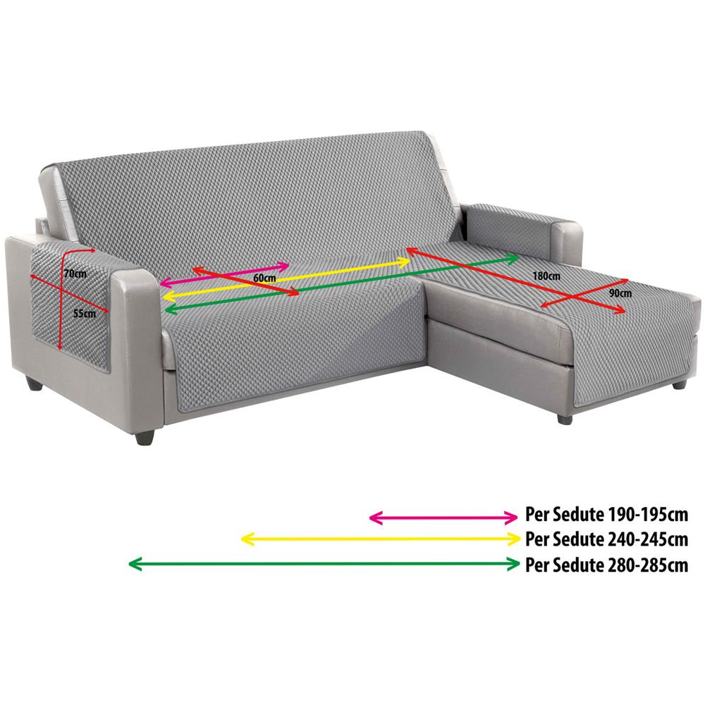 Copridivano Per Divani Con Penisola Lato Destro Modello Sphere Tortora 240 Cm Tortora - Foto 2