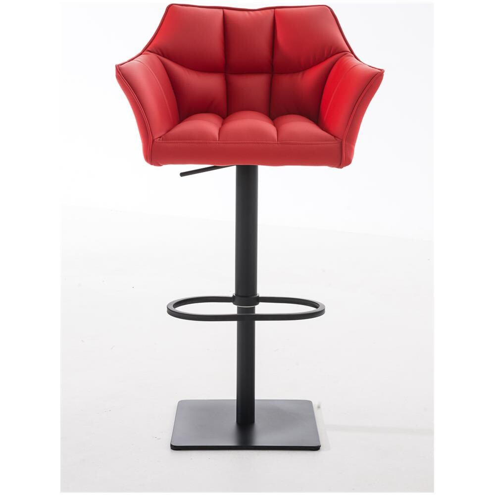 Sgabello Alto Regolabile Damaso in Similpelle I Sgabello Bancone con Braccioli E Schienale Imbottiti E Poggiapiedi, H 58-83 CM Rosso Nero - Foto 2