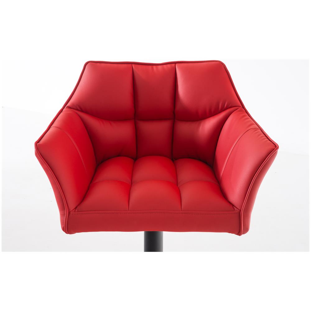 Sgabello Alto Regolabile Damaso in Similpelle I Sgabello Bancone con Braccioli E Schienale Imbottiti E Poggiapiedi, H 58-83 CM Rosso Nero - Foto 5