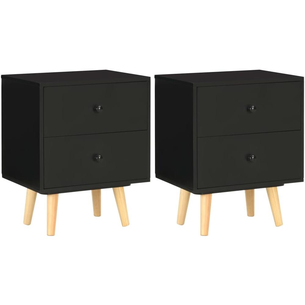 Comodini 2 Pz Neri 40x30x50 Cm Legno Massello Di Pino - Foto 1