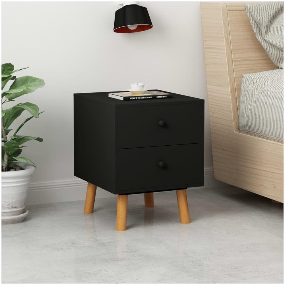 Comodini 2 Pz Neri 40x30x50 Cm Legno Massello Di Pino - Foto 2
