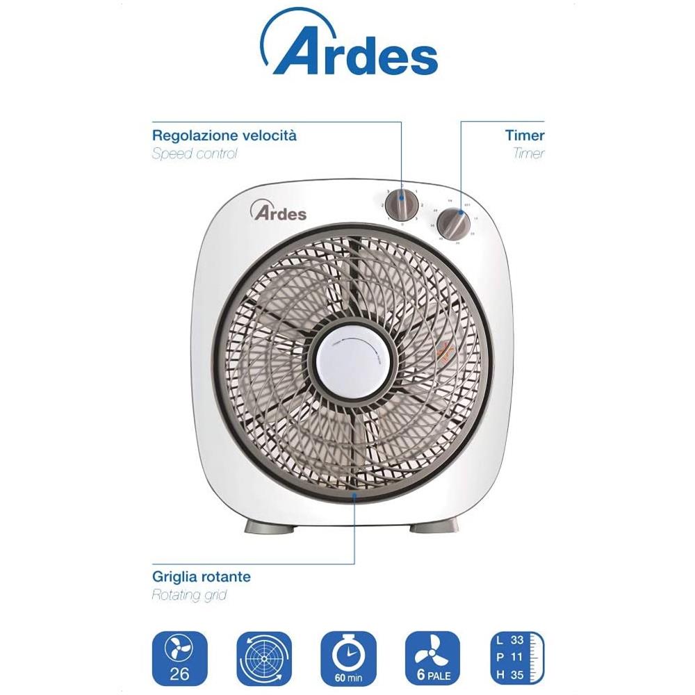 Ventilatore da Pavimento AR5B24 Diametro 26 cm Colore Bianco - Foto 2