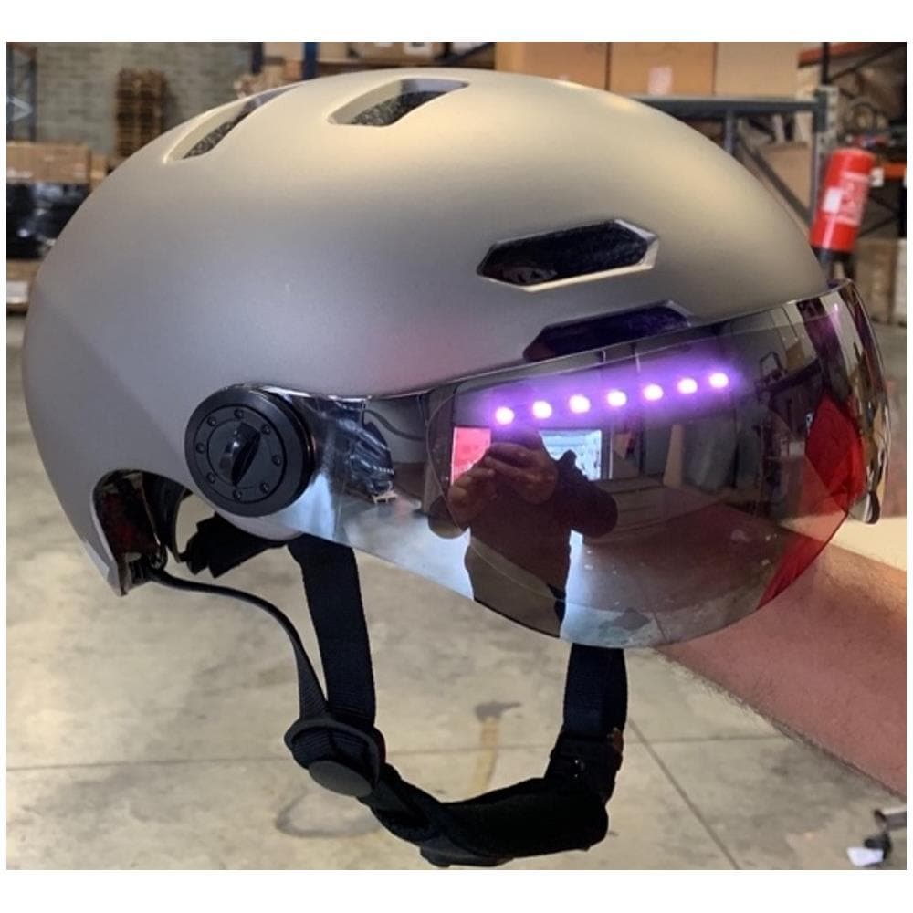 Caschetto Da Bici Colore Metallico Con Luci Led : Frontali Bianche, Posteriori Rosse E Luci Di Direzione. Bluetooth Integrato. Taglia M - Foto 1