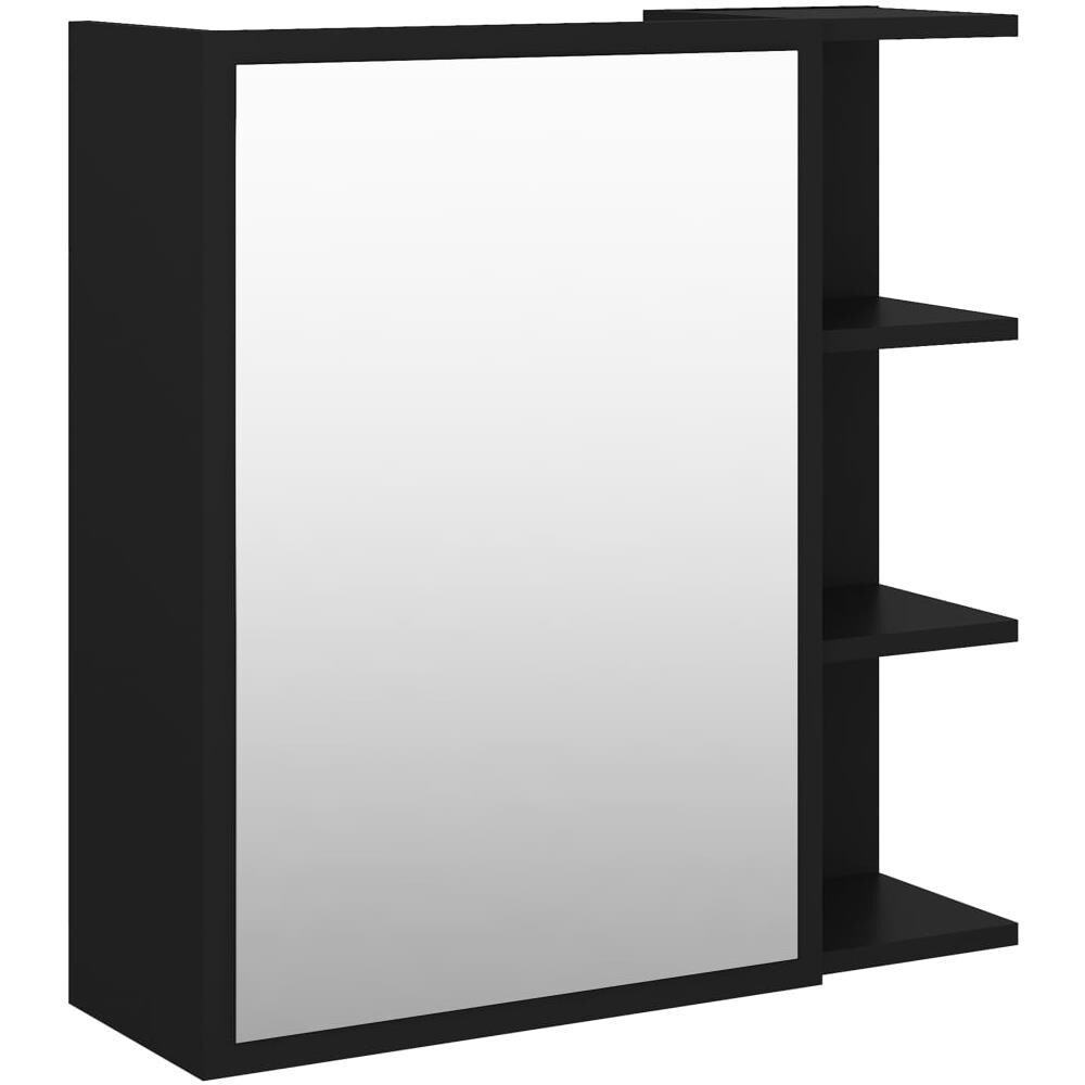 Mobile Bagno con Specchio Nero 62,5x20,5x64cm Legno Multistrato - Foto 2