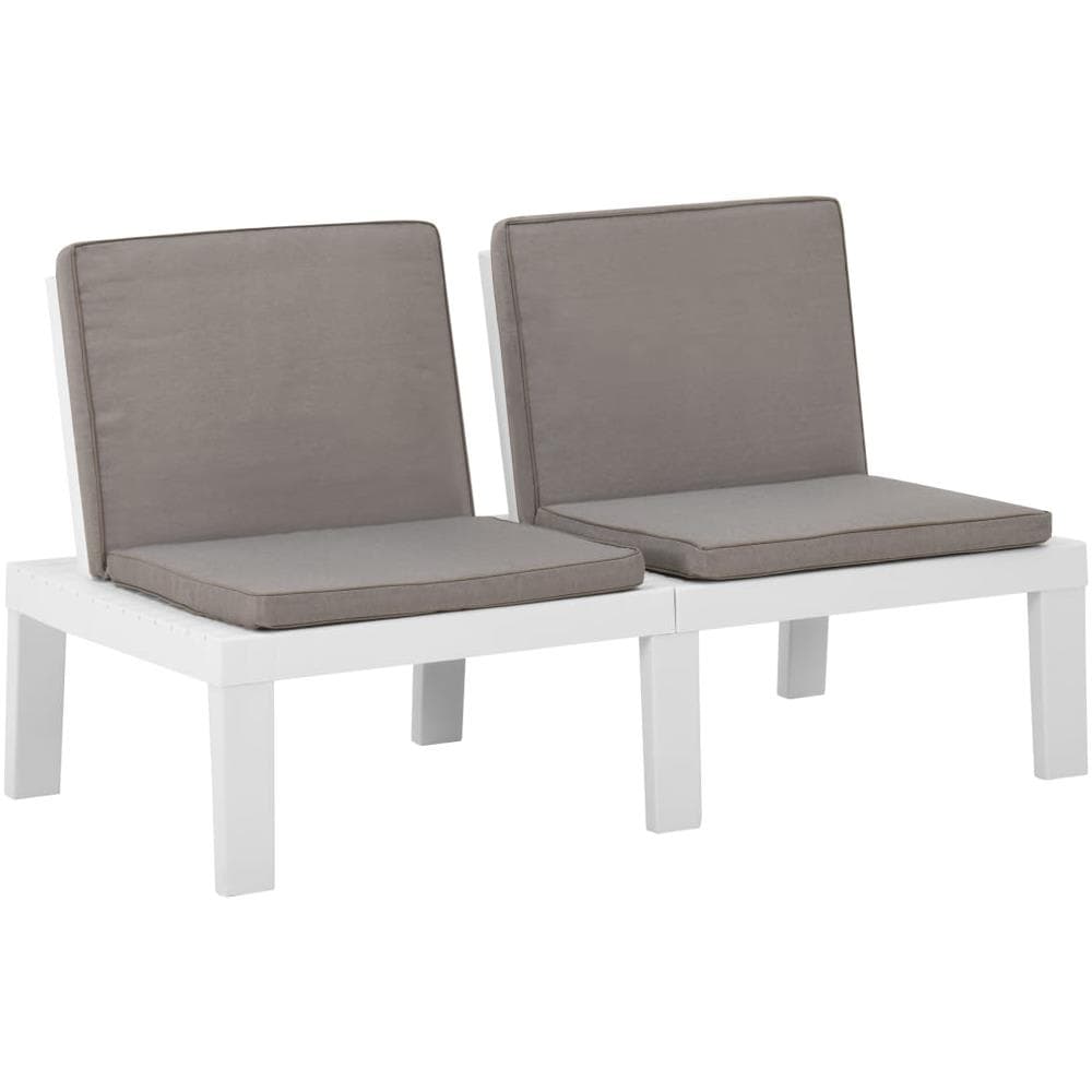 Set Divani Da Giardino Con Cuscini 3 Pz In Plastica Bianco - Foto 2