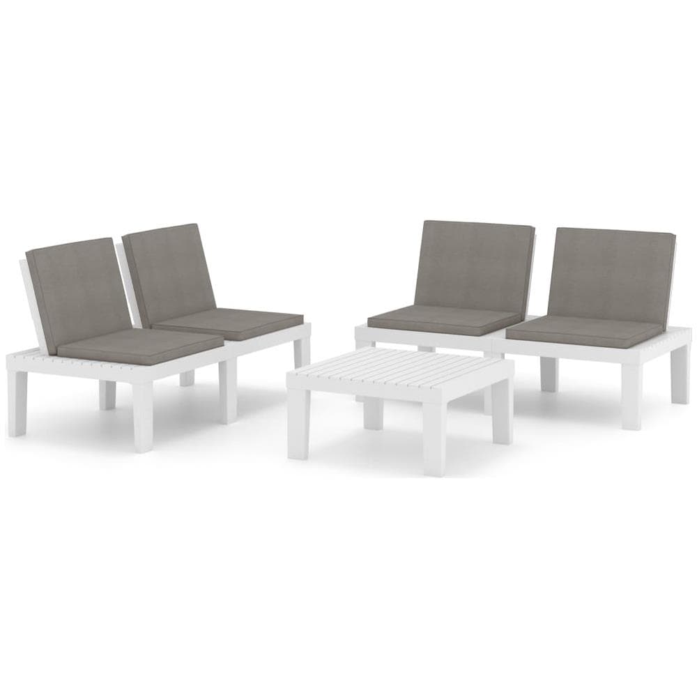 Set Divani Da Giardino Con Cuscini 3 Pz In Plastica Bianco - Foto 1