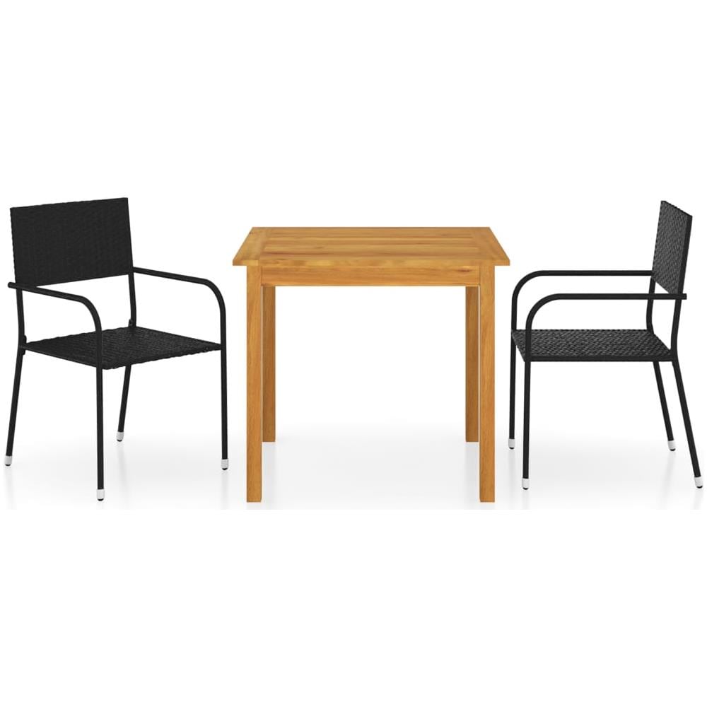 Set Mobili da Pranzo per Giardino 3 pz Nero - Foto 1