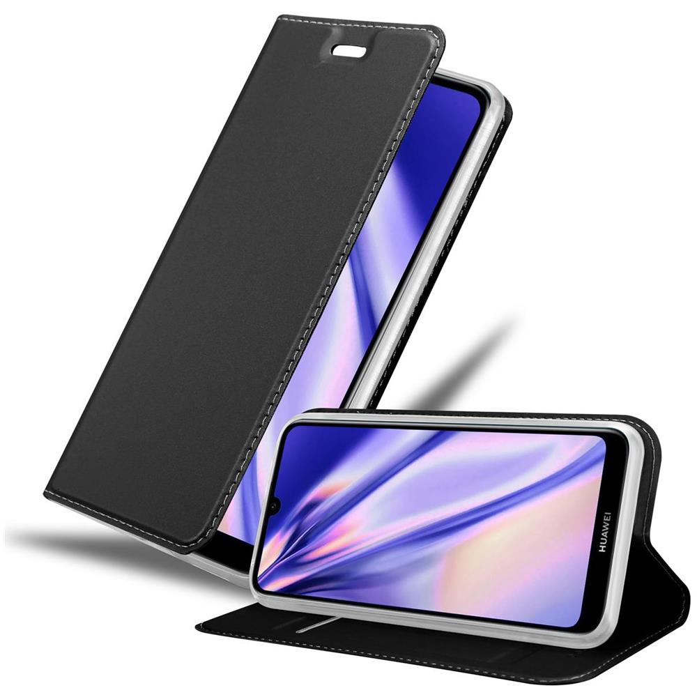 Custodia Compatibile Con Huawei Y6 2019 In Classy Nero - Coperchio Protettiva Con Chiusura Magnetica, Funzione Stand E Tasca Per Le Carte - Foto 1