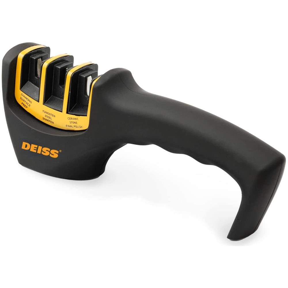 Pro Affilacoltelli Da Cucina E Da Tasca A 3 Stadi- Affilacoltelli Di Livello Professionale Per Coltelli Da Cucina, Da Caccia E In Ceramica - Ripristina E Lucida In Modo Sicuro I Bordi Affilati - Foto 1