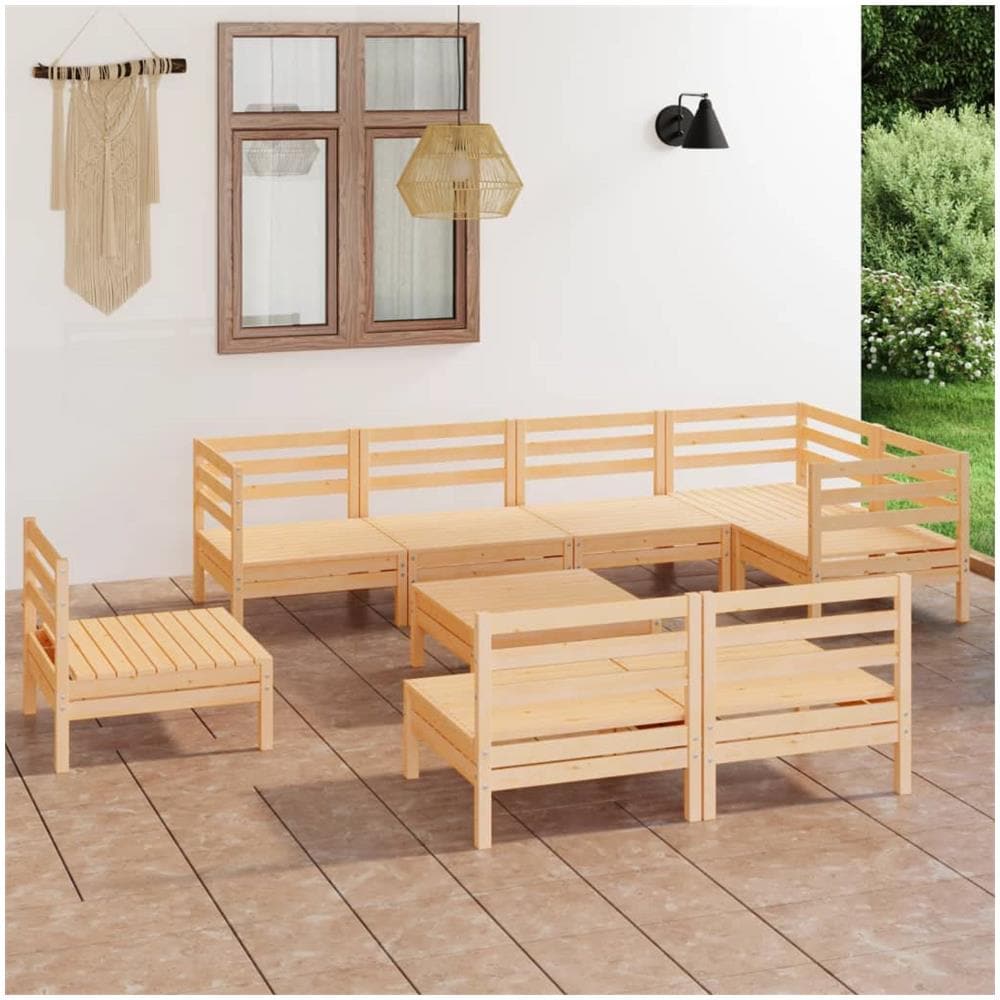 Set Salotto da Giardino 9 pz in Legno Massello di Pino - Foto 1