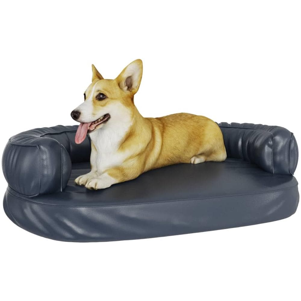 Letto Cani Ergonomico Gommapiuma Blu Scuro 88x65 Cm Similpelle - Foto 2